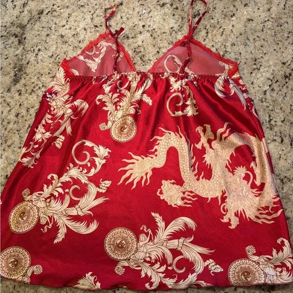 Vintage Escalier Red Asian PJ Set - Picture 6 of 12
